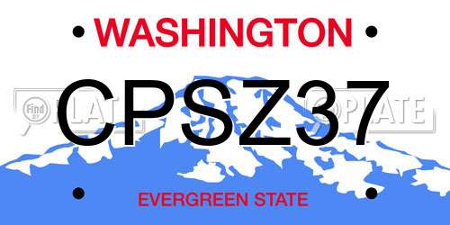 CPSZ37 Washington License Plate