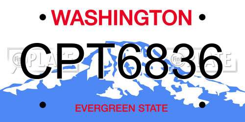 CPT6836 Washington License Plate