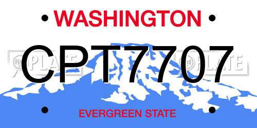 CPT7707 Washington License Plate