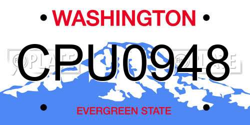 CPU0948 Washington License Plate