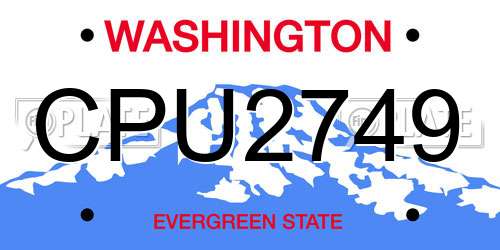CPU2749 Washington License Plate