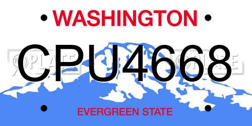 CPU4668 Washington License Plate