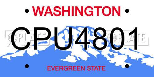 CPU4801 Washington License Plate