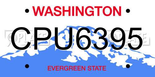 CPU6395 Washington License Plate