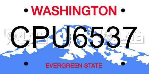 CPU6537 Washington License Plate