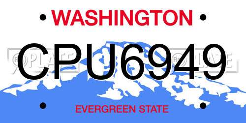 CPU6949 Washington License Plate
