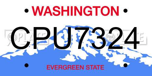 CPU7324 Washington License Plate