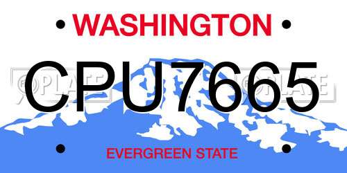 CPU7665 Washington License Plate