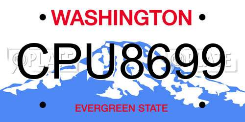 CPU8699 Washington License Plate