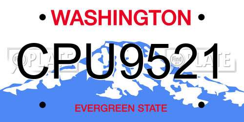 CPU9521 Washington License Plate