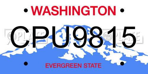 CPU9815 Washington License Plate