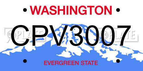 CPV3007 Washington License Plate