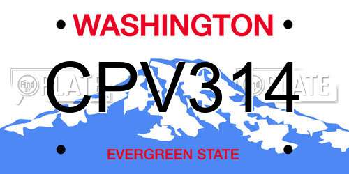 CPV314 Washington License Plate