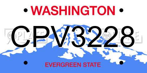 CPV3228 Washington License Plate