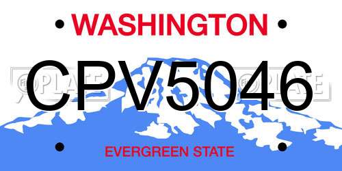 CPV5046 Washington License Plate