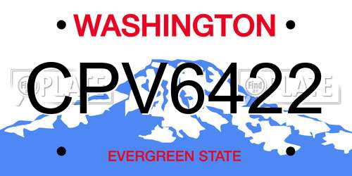CPV6422 Washington License Plate