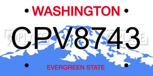 CPV8743 Washington License Plate