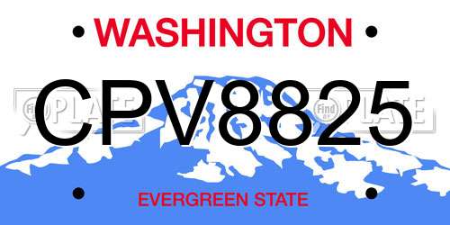 CPV8825 Washington License Plate