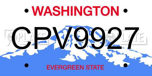 CPV9927 Washington License Plate