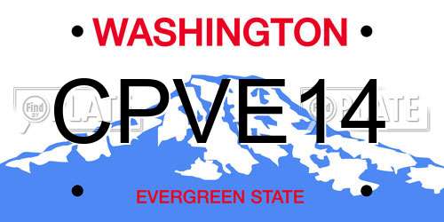 CPVE14 Washington License Plate