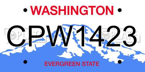 CPW1423 Washington License Plate