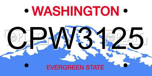 CPW3125 Washington License Plate