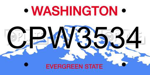 CPW3534 Washington License Plate