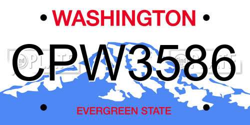 CPW3586 Washington License Plate