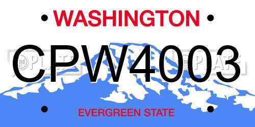 CPW4003 Washington License Plate
