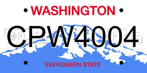 CPW4004 Washington License Plate