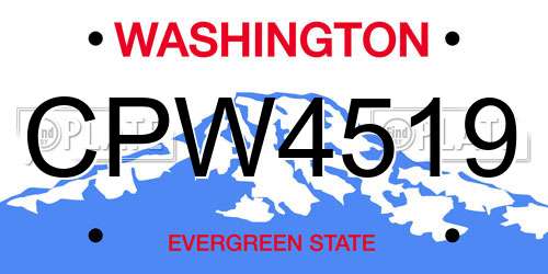 CPW4519 Washington License Plate