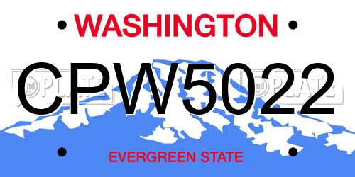 CPW5022 Washington License Plate