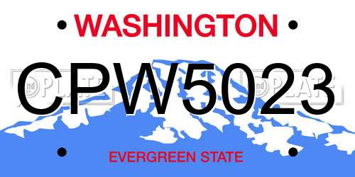 CPW5023 Washington License Plate
