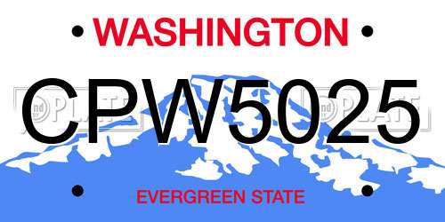 CPW5025 Washington License Plate