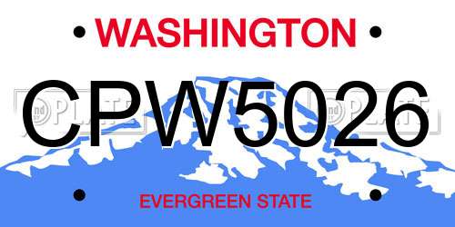 CPW5026 Washington License Plate