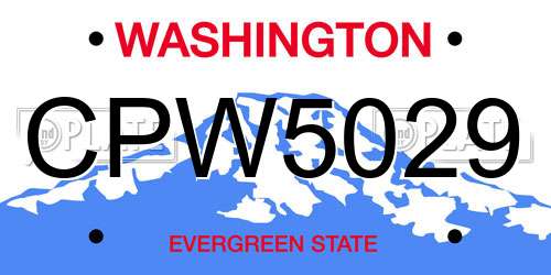CPW5029 Washington License Plate