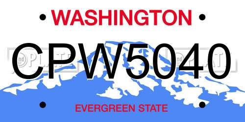 CPW5040 Washington License Plate