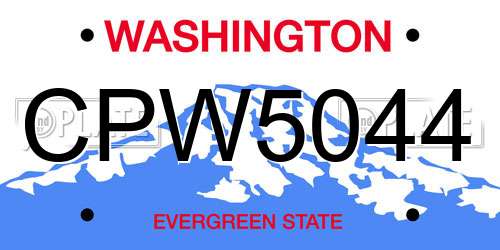 CPW5044 Washington License Plate