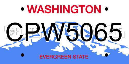 CPW5065 Washington License Plate