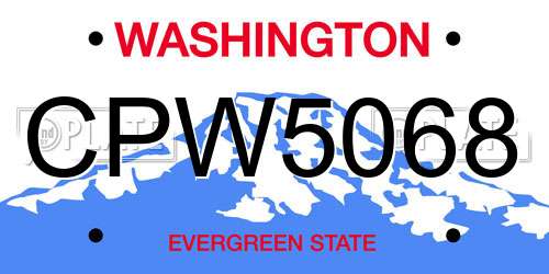 CPW5068 Washington License Plate