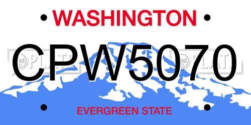 CPW5070 Washington License Plate