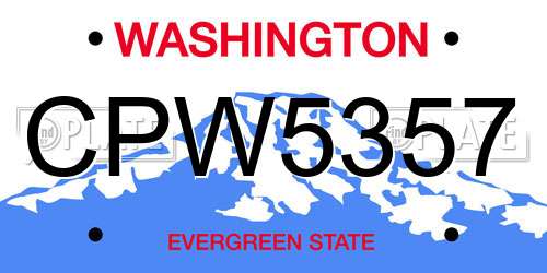 CPW5357 Washington License Plate