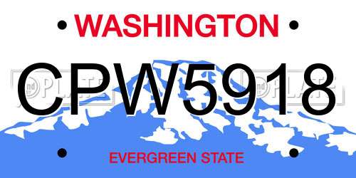 CPW5918 Washington License Plate