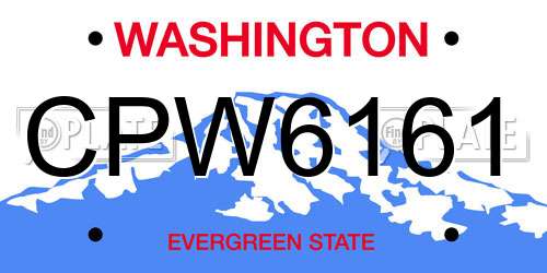 CPW6161 Washington License Plate