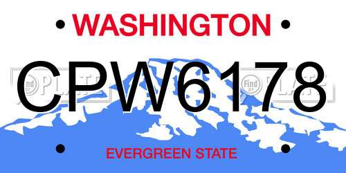 CPW6178 Washington License Plate