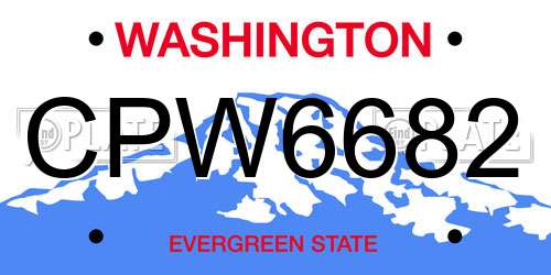 CPW6682 Washington License Plate