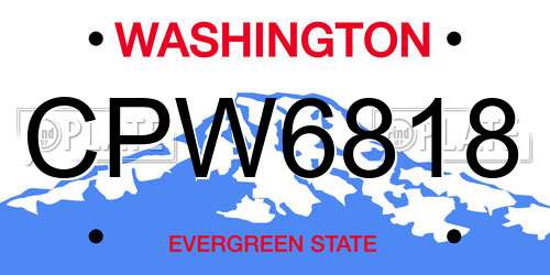 CPW6818 Washington License Plate