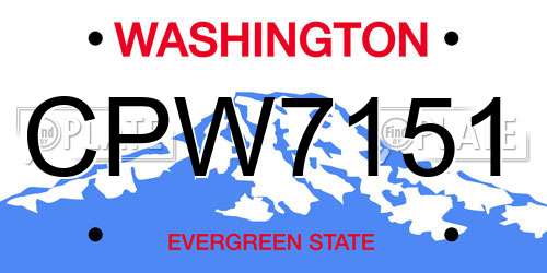 CPW7151 Washington License Plate
