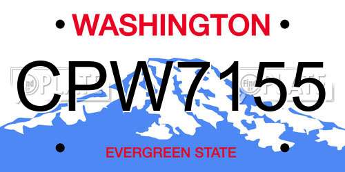 CPW7155 Washington License Plate