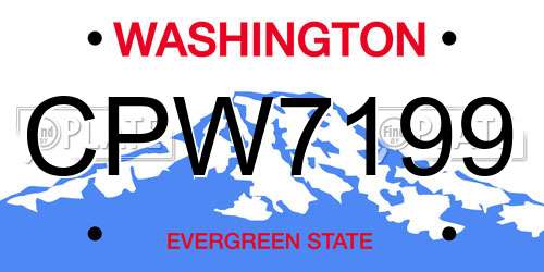 CPW7199 Washington License Plate